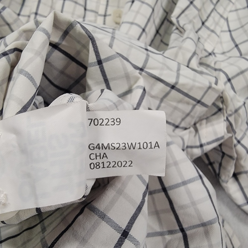 G/FORE Mens Large White Navy Plaid Long Sleeve Button Down Skull Logo Golf Shirt - Picture 11 of 14